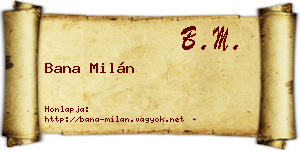Bana Milán névjegykártya